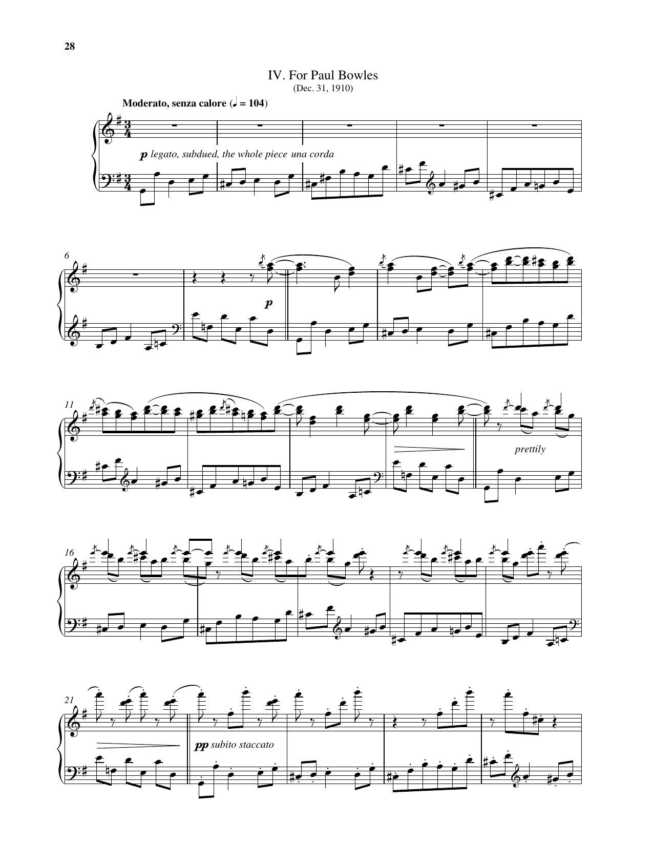Leonard Bernstein For Paul Bowles sheet music notes and chords arranged for Piano Solo
