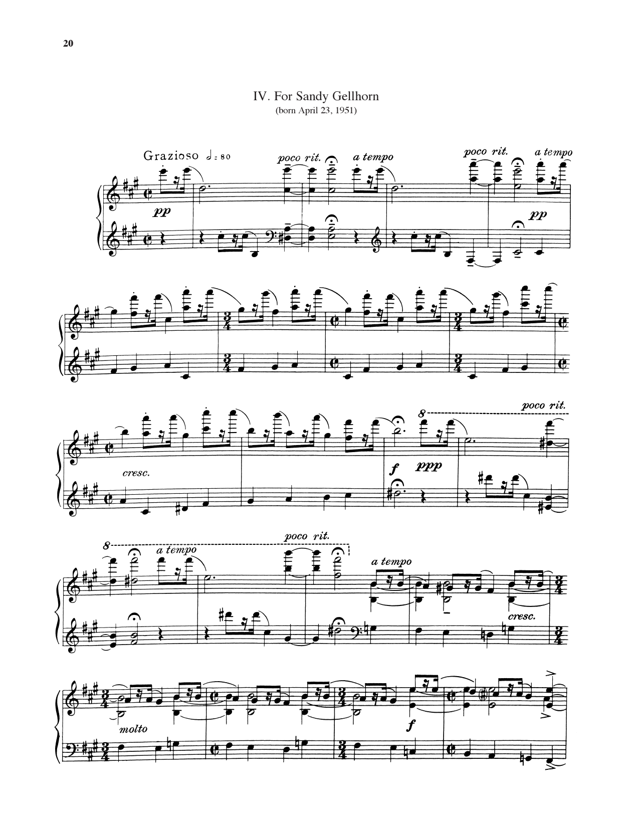 Leonard Bernstein For Sandy Gellhorn sheet music notes and chords arranged for Piano Solo