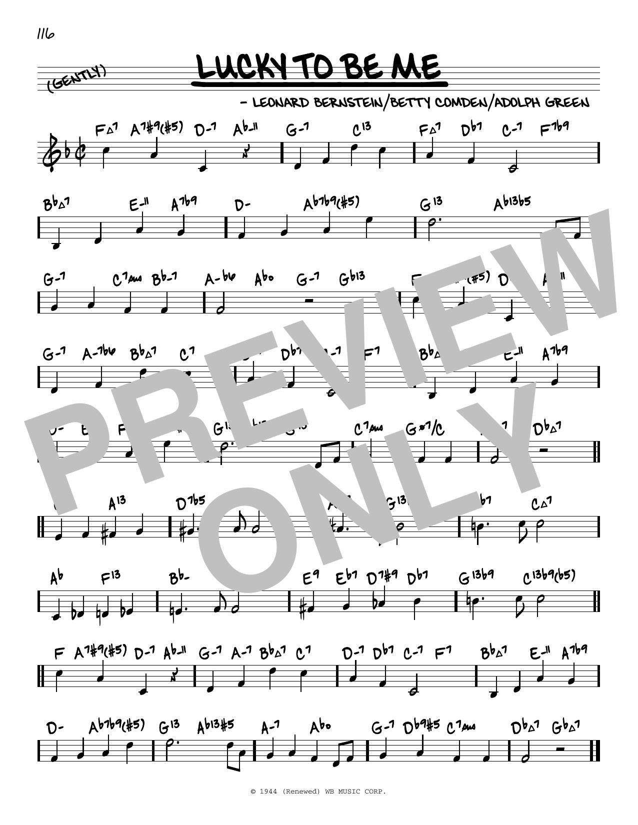 Leonard Bernstein Lucky To Be Me (from On The Town) (arr. David Hazeltine) sheet music notes and chords arranged for Real Book – Enhanced Chords