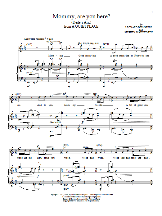 Leonard Bernstein Mommy, Are You Here (Dede's Aria) sheet music notes and chords arranged for Piano & Vocal