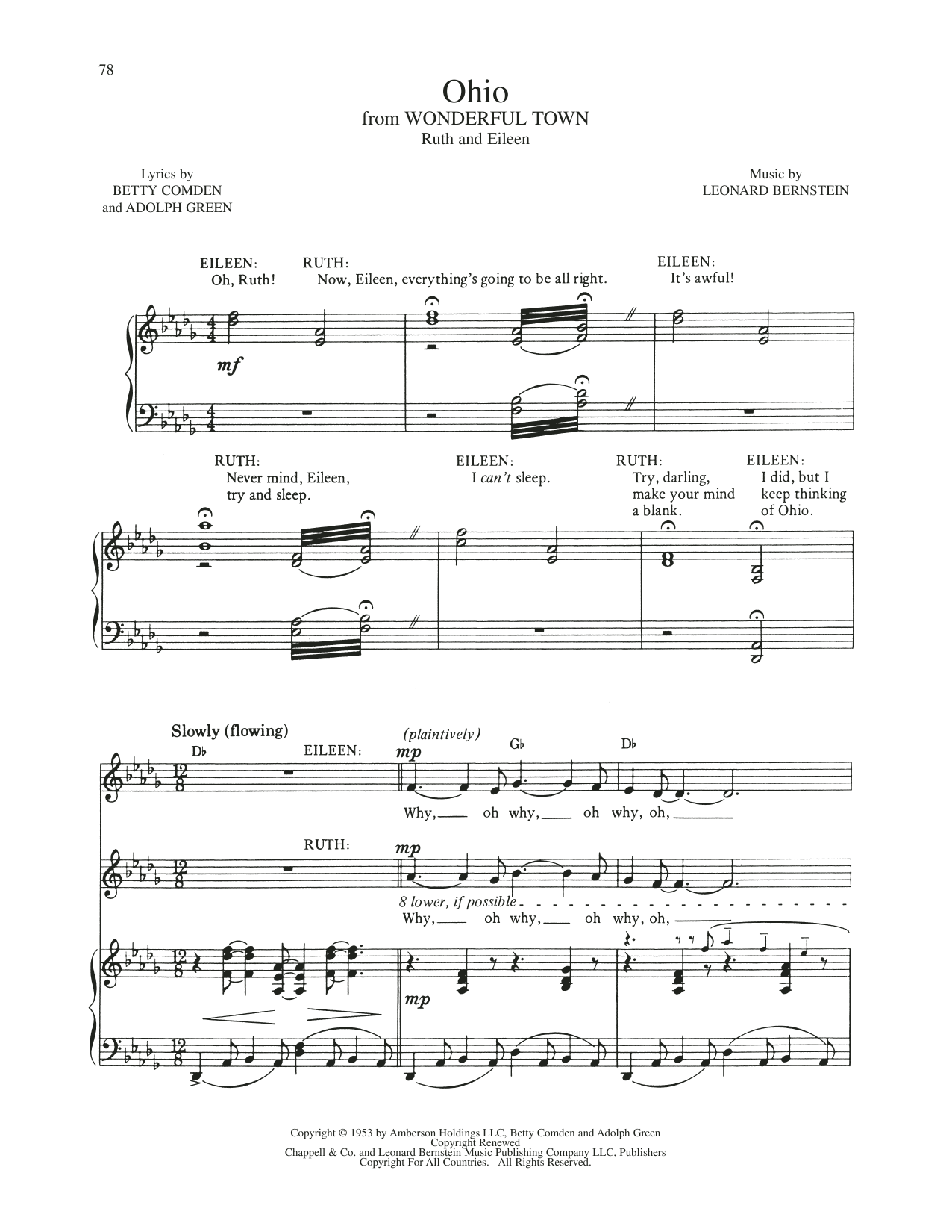Leonard Bernstein Ohio (from Wonderful Town) sheet music notes and chords arranged for Piano & Vocal