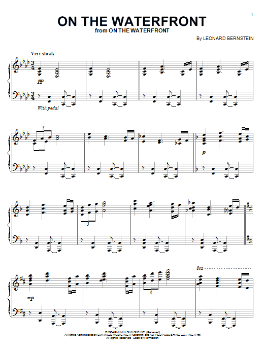 Leonard Bernstein On The Waterfront sheet music notes and chords arranged for Piano Solo