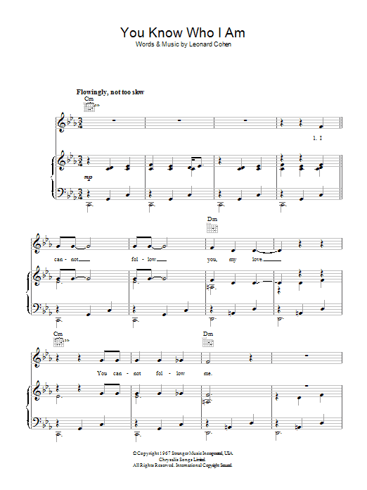 Leonard Cohen You Know Who I Am sheet music notes and chords arranged for Guitar Chords/Lyrics
