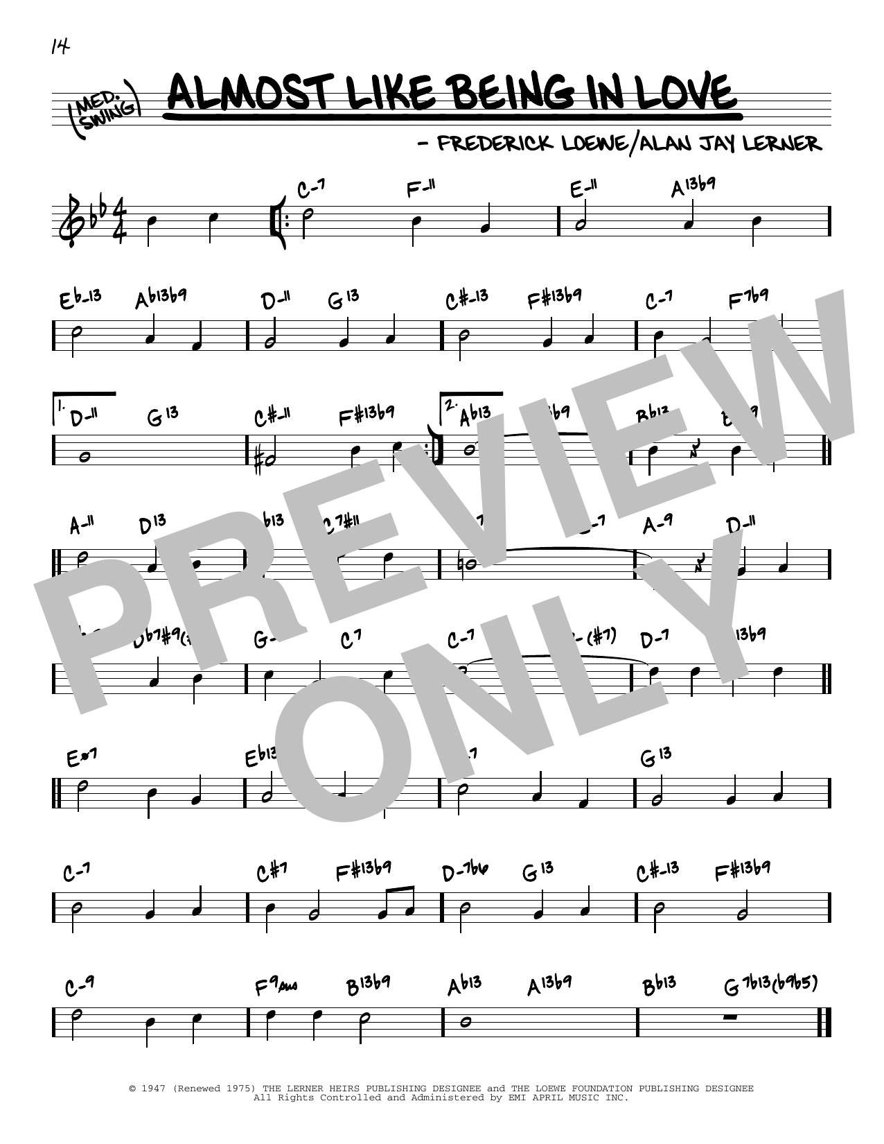 Lerner & Loewe Almost Like Being In Love (arr. David Hazeltine) sheet music notes and chords arranged for Real Book – Enhanced Chords