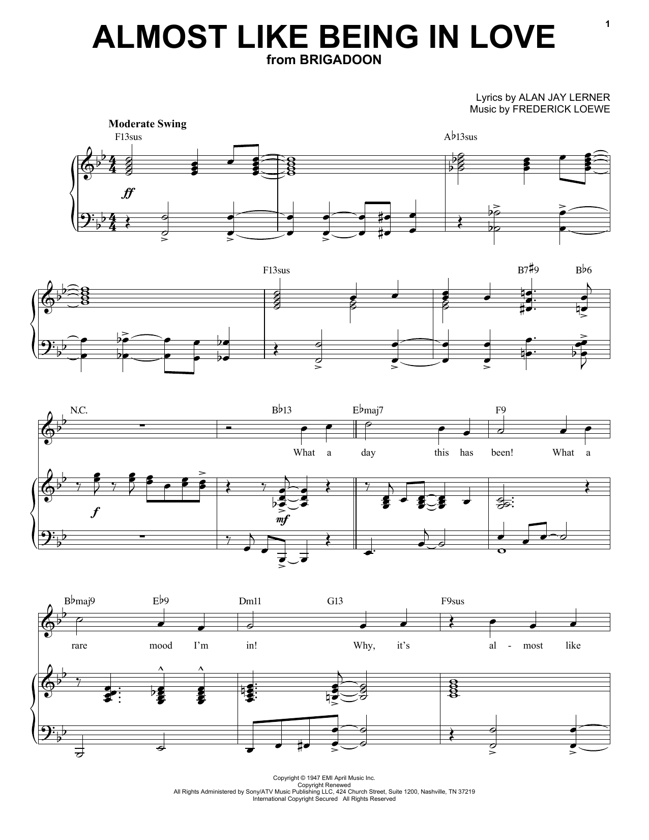 Lerner & Loewe Almost Like Being In Love [Jazz version] (arr. Brent Edstrom) sheet music notes and chords arranged for Piano & Vocal