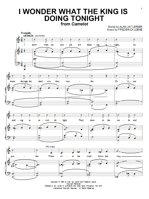 Lerner & Loewe I Wonder What The King Is Doing Tonight sheet music notes and chords arranged for Piano & Vocal