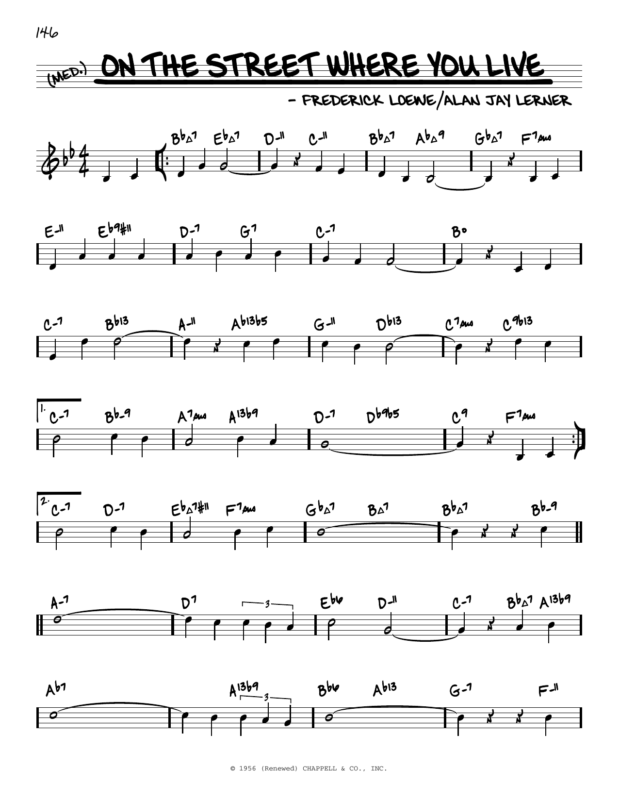 Lerner & Loewe On The Street Where You Live (arr. David Hazeltine) sheet music notes and chords arranged for Real Book – Enhanced Chords
