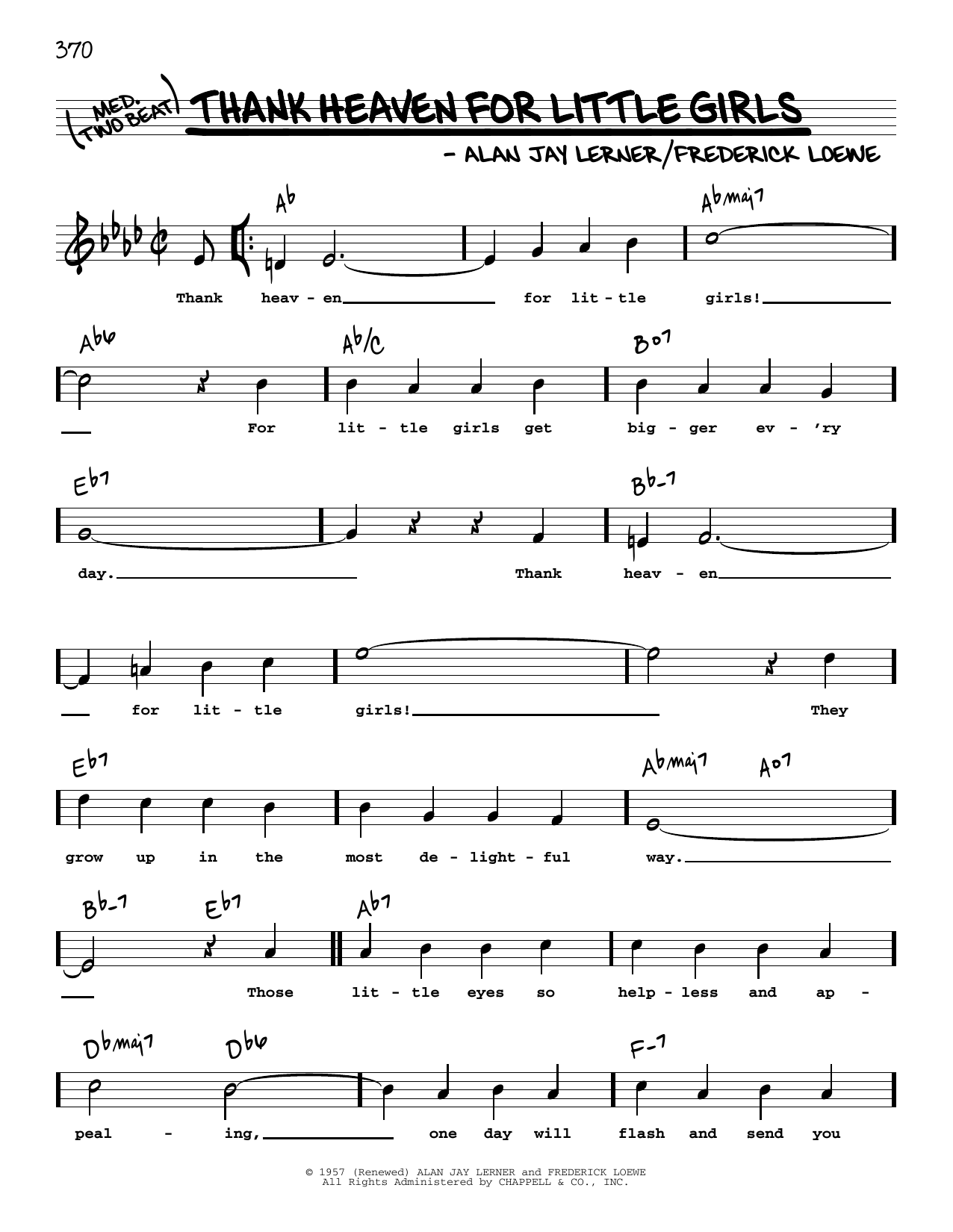 Lerner & Loewe Thank Heaven For Little Girls (High Voice) sheet music notes and chords arranged for Real Book – Melody, Lyrics & Chords
