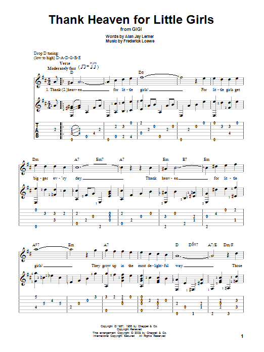 Lerner & Loewe Thank Heaven For Little Girls sheet music notes and chords arranged for Solo Guitar