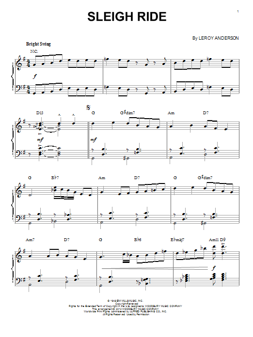 Leroy Anderson Sleigh Ride [Jazz version] (arr. Brent Edstrom) sheet music notes and chords arranged for Piano Solo