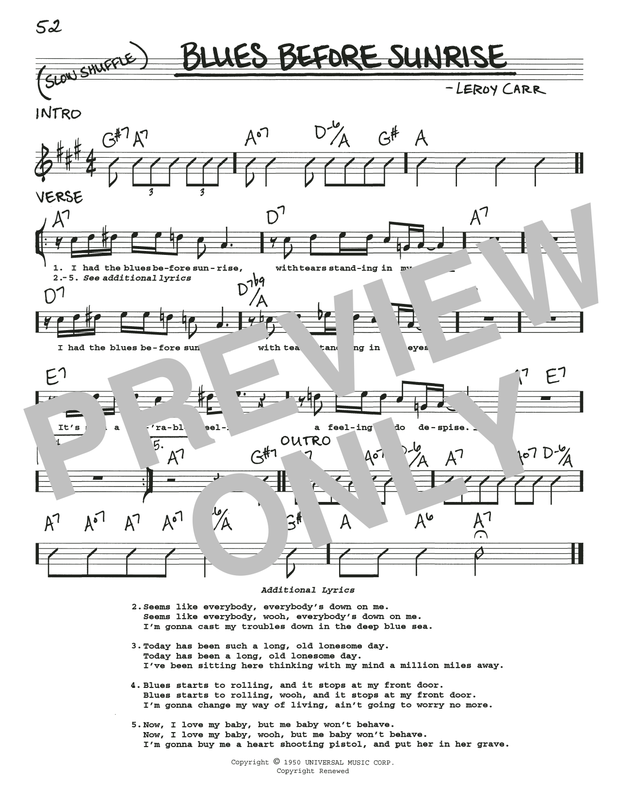 Leroy Carr Blues Before Sunrise sheet music notes and chords arranged for Real Book – Melody, Lyrics & Chords