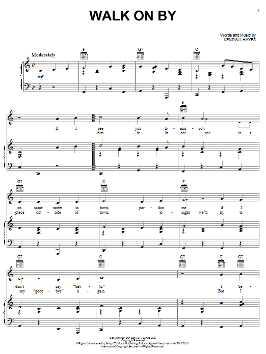 Leroy Van Dyke Walk On By sheet music notes and chords arranged for Piano, Vocal & Guitar Chords (Right-Hand Melody)