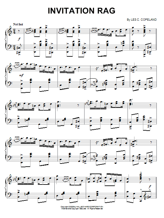 Les C. Copeland Invitation Rag sheet music notes and chords arranged for Piano Solo