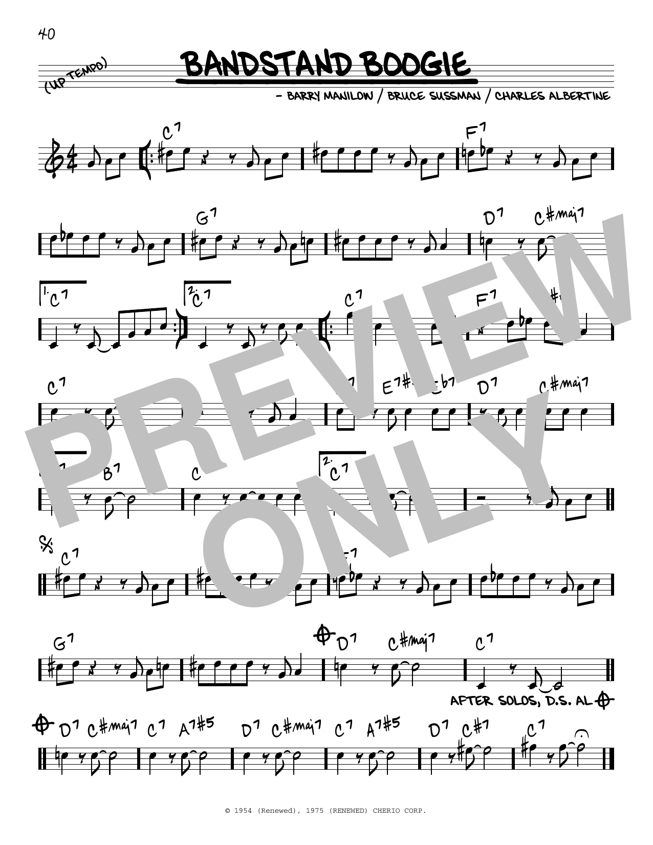 Les Elgart Bandstand Boogie sheet music notes and chords arranged for Real Book – Melody & Chords