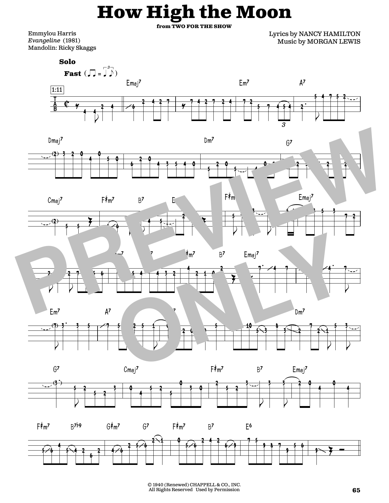 Les Paul & Mary Ford How High The Moon (arr. Fred Sokolow) sheet music notes and chords arranged for Mandolin