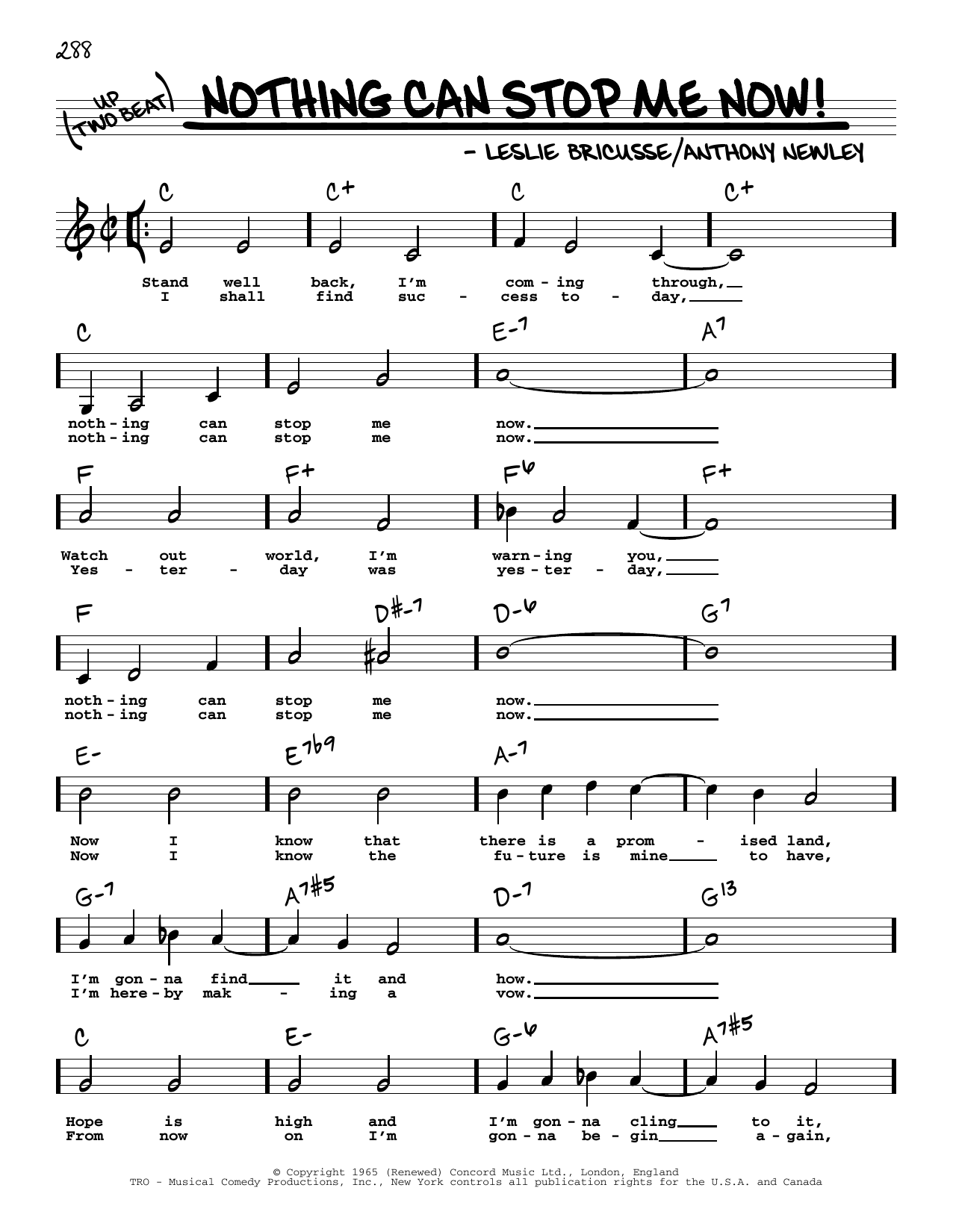Lesley Bricusse and Anthony Newley Nothing Can Stop Me Now! (Low Voice) sheet music notes and chords arranged for Real Book – Melody, Lyrics & Chords