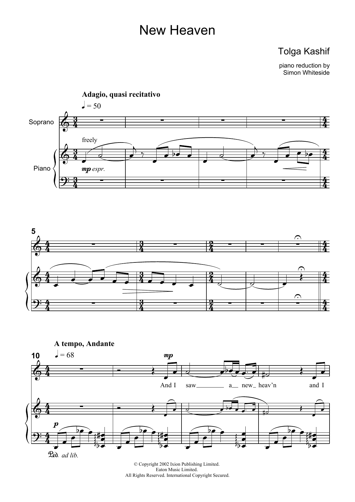 Lesley Garrett A New Heaven sheet music notes and chords arranged for Piano & Vocal