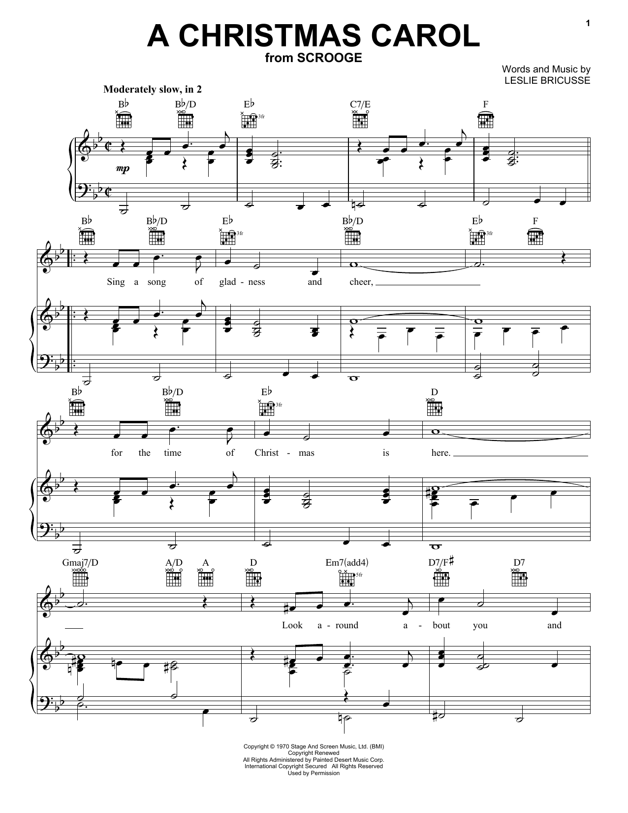 Leslie Bricusse A Christmas Carol sheet music notes and chords arranged for Piano, Vocal & Guitar Chords (Right-Hand Melody)