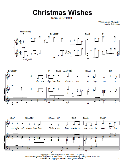 Leslie Bricusse Christmas Wishes sheet music notes and chords arranged for Piano, Vocal & Guitar Chords (Right-Hand Melody)