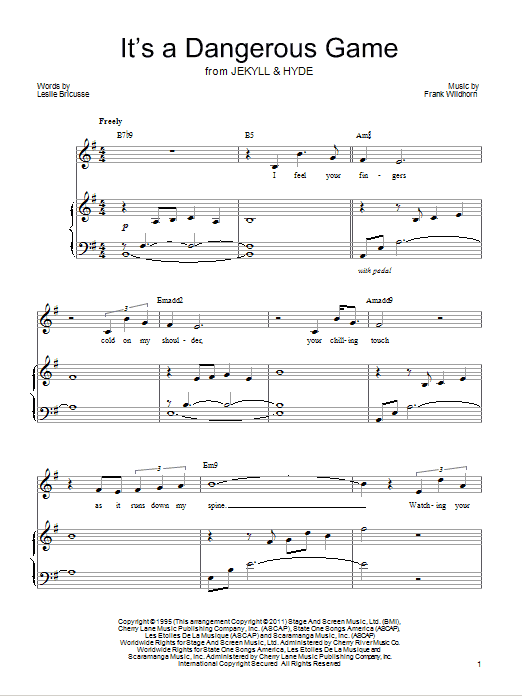 Leslie Bricusse It's A Dangerous Game sheet music notes and chords arranged for Piano & Vocal