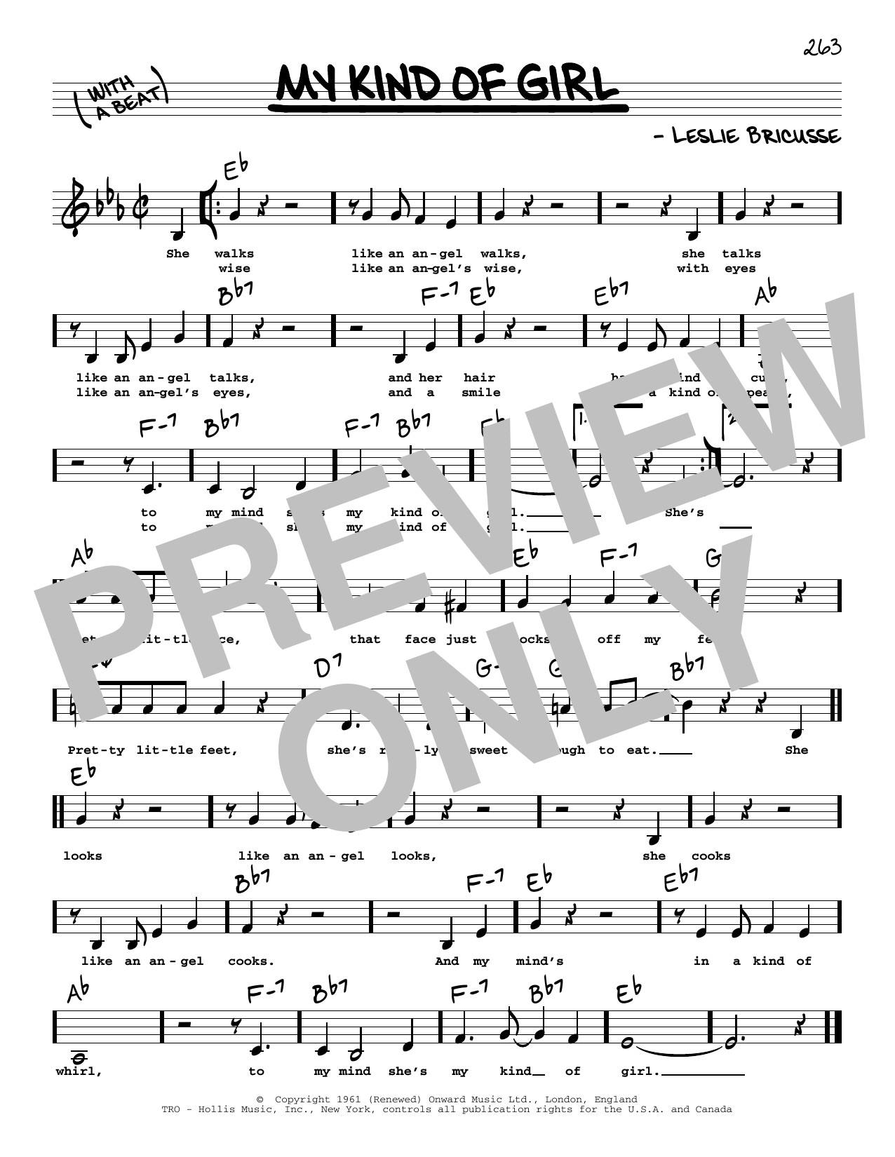 Leslie Bricusse My Kind Of Girl (Low Voice) sheet music notes and chords arranged for Real Book – Melody, Lyrics & Chords