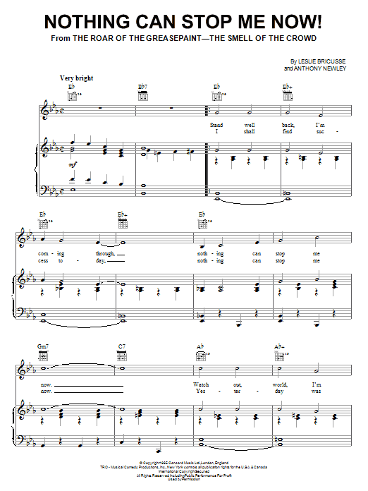 Leslie Bricusse Nothing Can Stop Me Now! sheet music notes and chords arranged for Piano, Vocal & Guitar Chords (Right-Hand Melody)