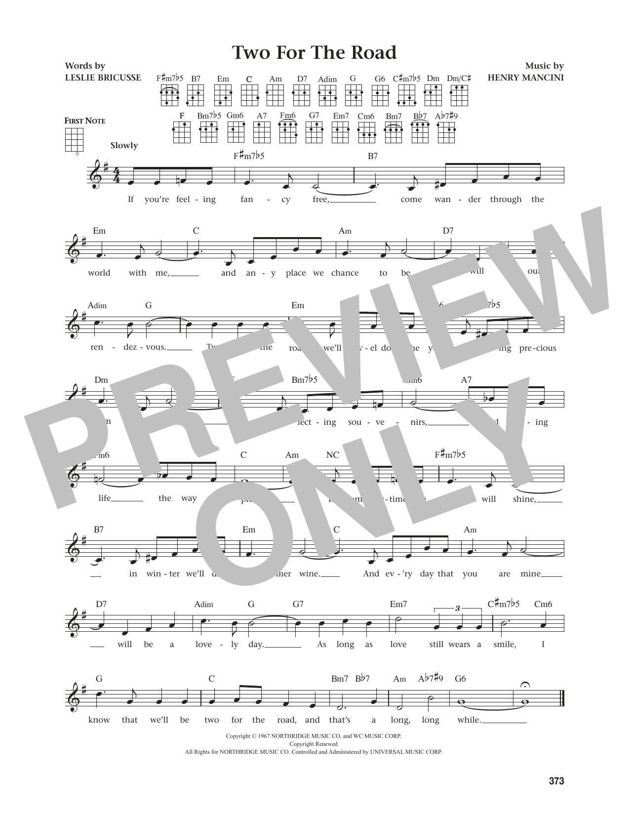 Leslie Bricusse Two For The Road (from The Daily Ukulele) (arr. Jim Beloff) sheet music notes and chords arranged for Ukulele