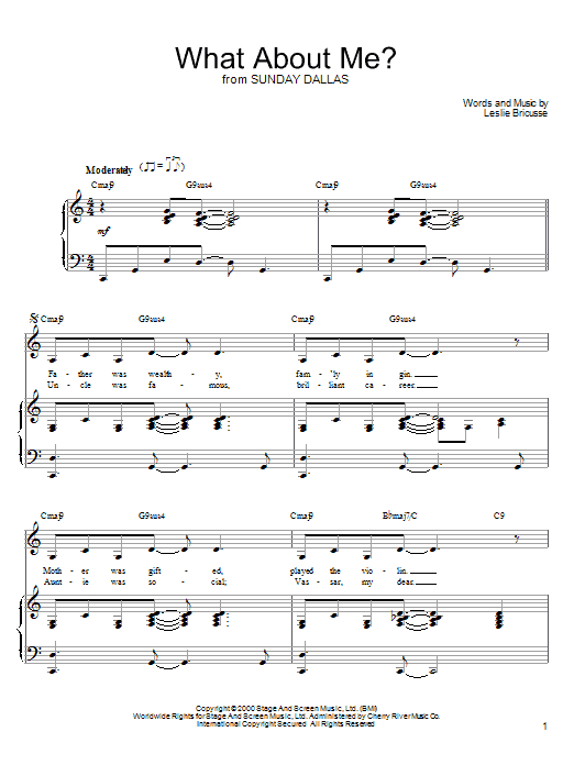 Leslie Bricusse What About Me? sheet music notes and chords arranged for Piano, Vocal & Guitar Chords (Right-Hand Melody)