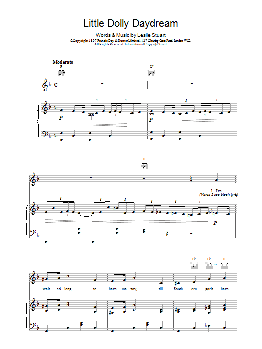 Leslie Stuart Little Dolly Daydream sheet music notes and chords arranged for Piano, Vocal & Guitar Chords
