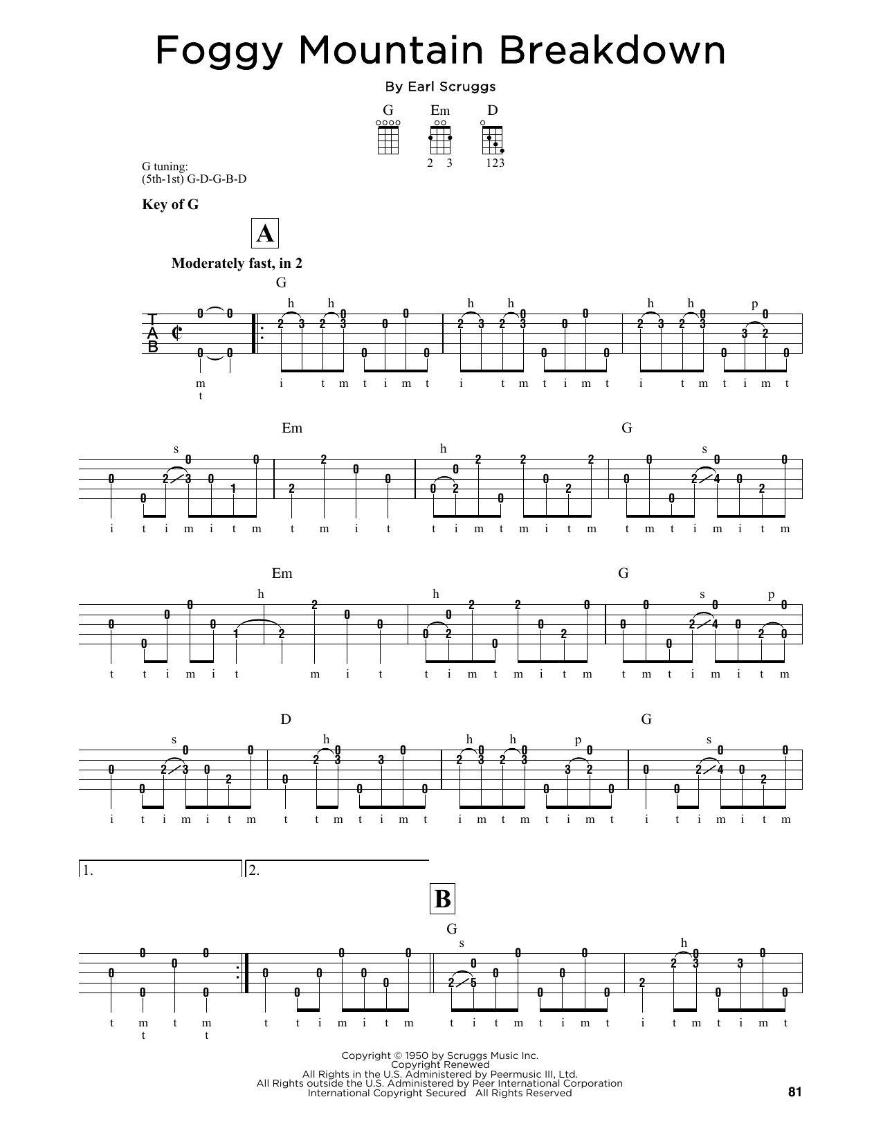 Lester Flatt & Earl Scruggs Foggy Mountain Breakdown sheet music notes and chords arranged for Piano Solo
