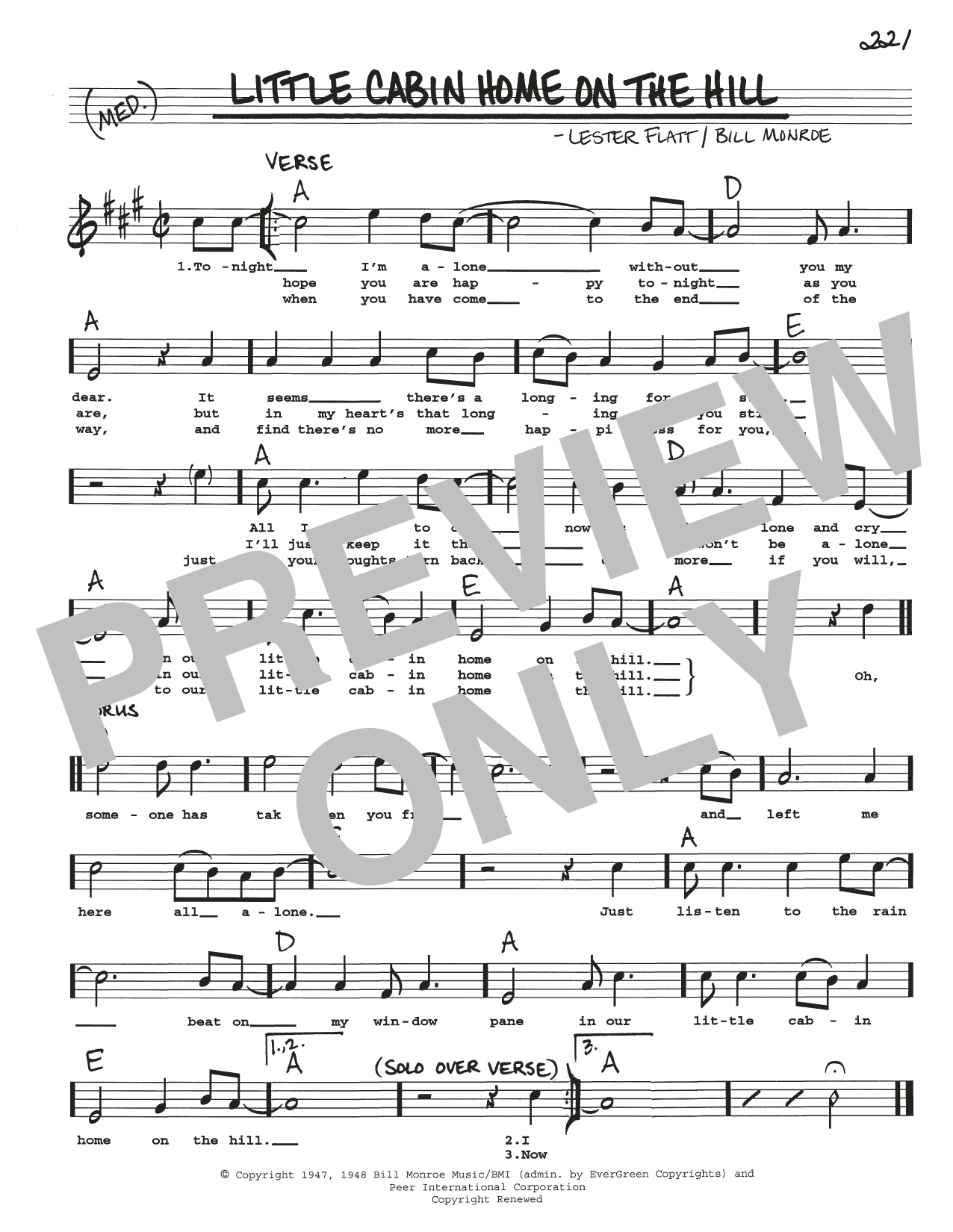 Lester Flatt Little Cabin Home On The Hill sheet music notes and chords arranged for Real Book – Melody, Lyrics & Chords
