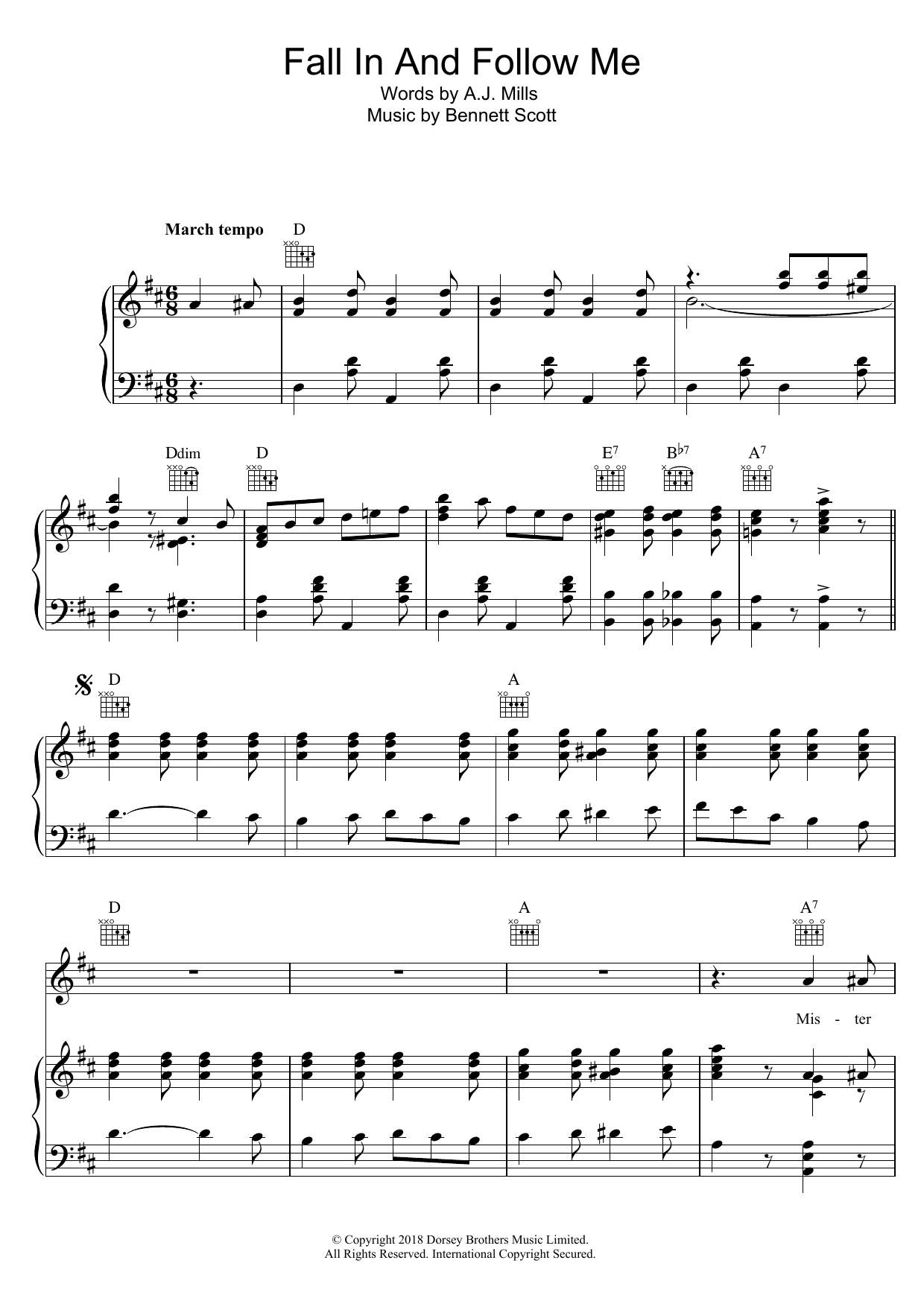Lew Stone Fall In And Follow Me sheet music notes and chords arranged for Piano, Vocal & Guitar Chords