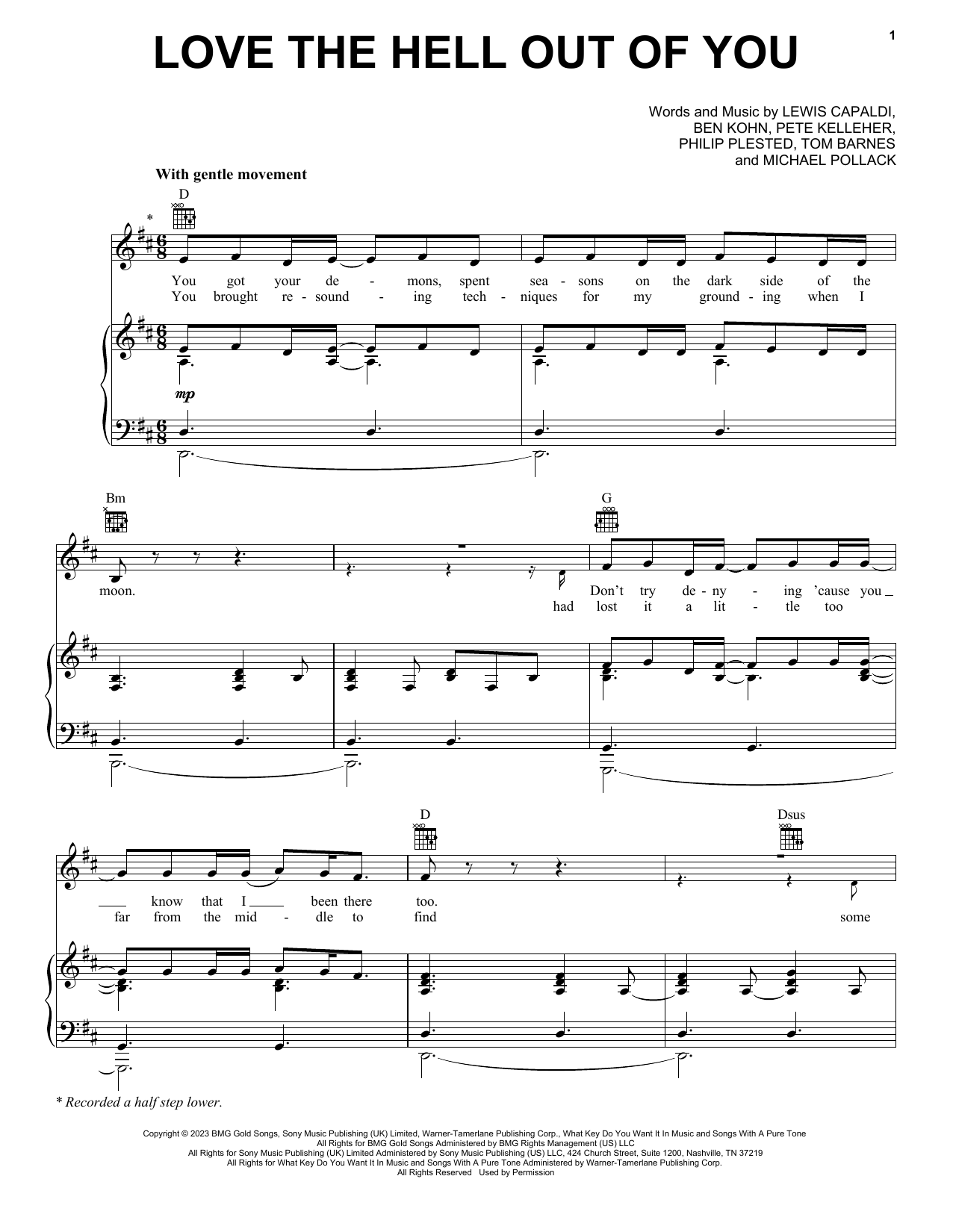 Lewis Capaldi Love The Hell Out Of You sheet music notes and chords arranged for Piano, Vocal & Guitar Chords (Right-Hand Melody)