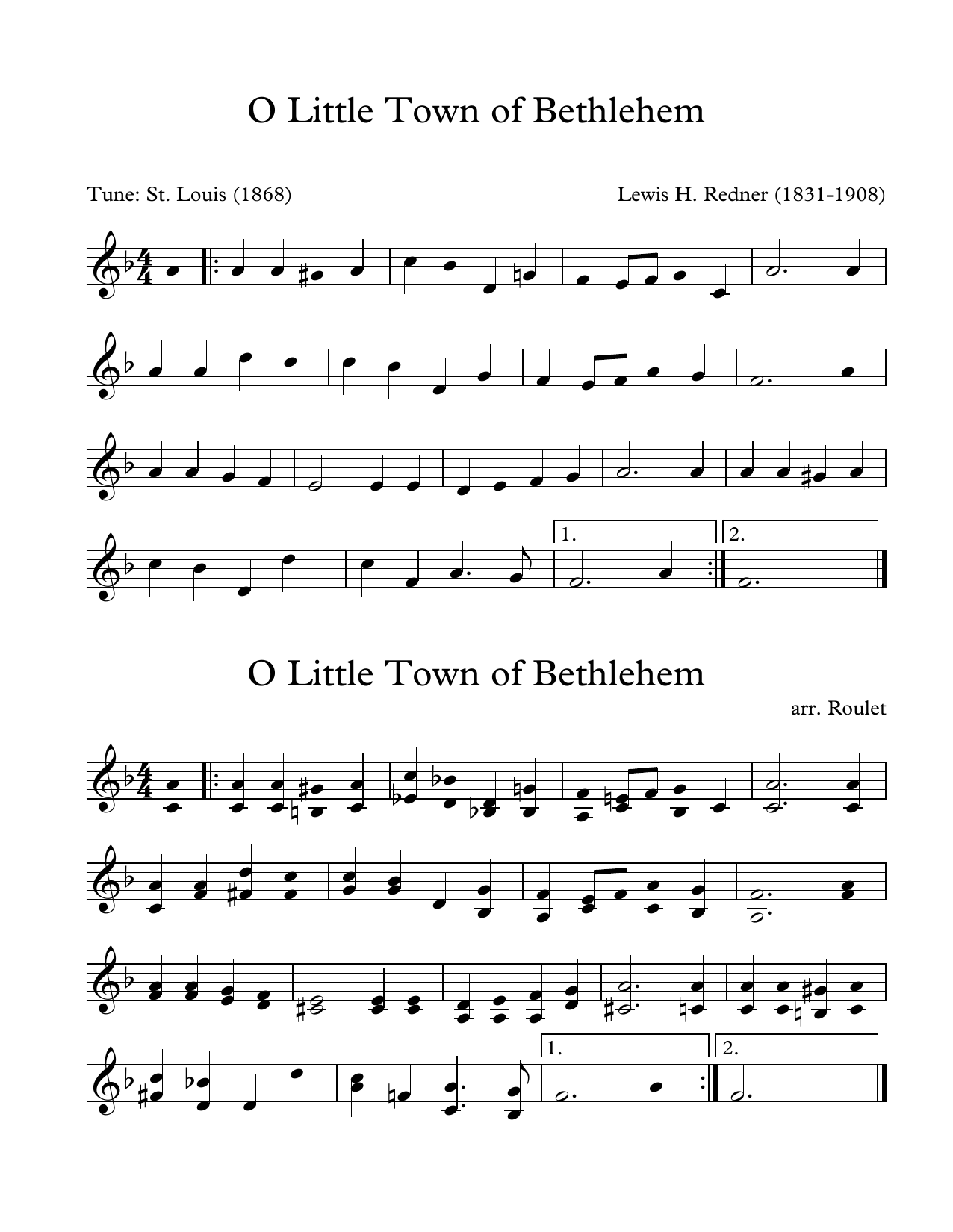 Lewis H. Redner O Little Town Of Bethlehem (arr. Patrick Roulet) sheet music notes and chords arranged for Marimba Solo