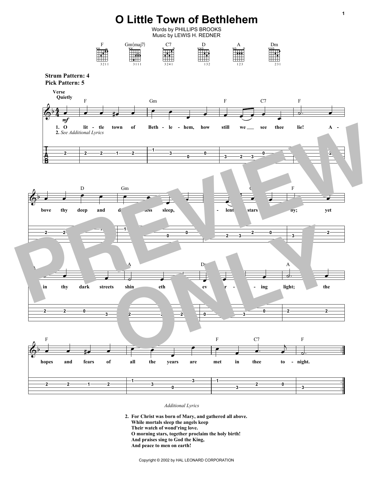 Lewis H. Redner O Little Town Of Bethlehem sheet music notes and chords arranged for Trombone Transcription