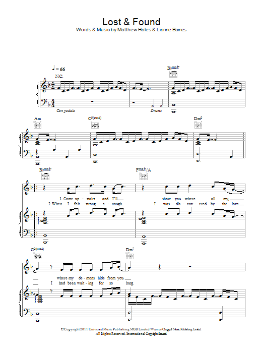 Lianne La Havas Lost & Found sheet music notes and chords arranged for Piano, Vocal & Guitar Chords
