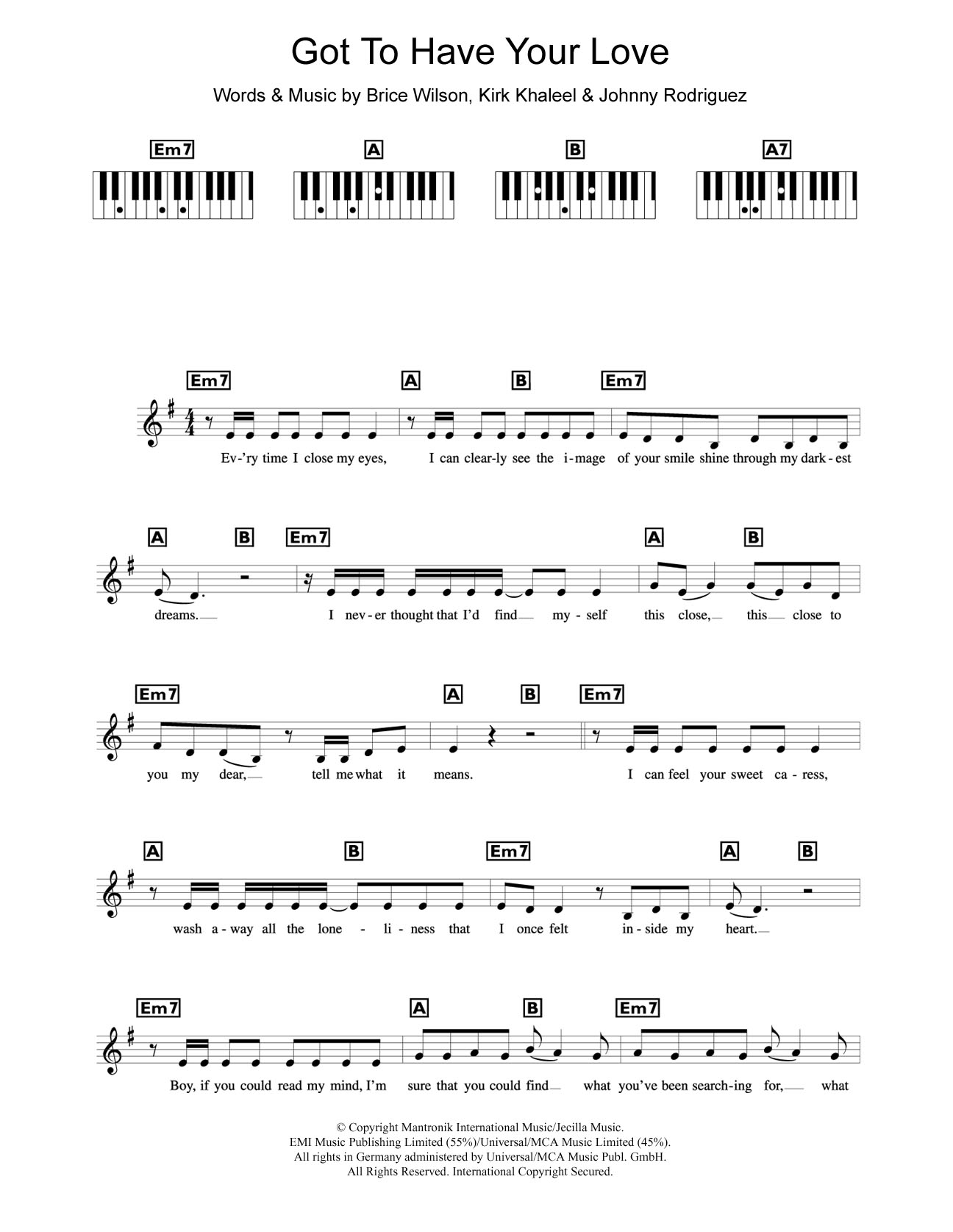 Liberty X Got To Have Your Love sheet music notes and chords arranged for Piano Chords/Lyrics