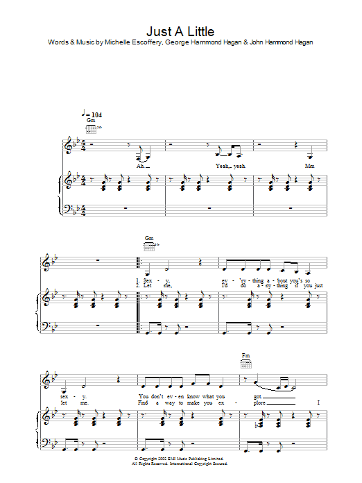Liberty X Just A Little sheet music notes and chords arranged for Guitar Chords/Lyrics