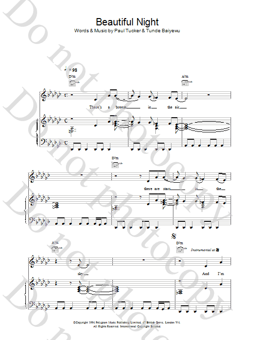 Lighthouse Family Beautiful Night sheet music notes and chords arranged for Piano, Vocal & Guitar Chords