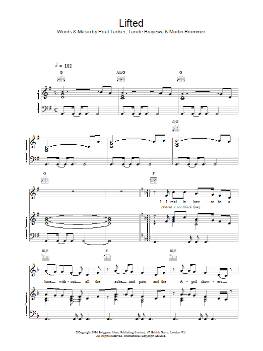 Lighthouse Family Lifted sheet music notes and chords arranged for Piano, Vocal & Guitar Chords
