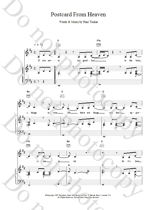 Lighthouse Family Postcard From Heaven sheet music notes and chords arranged for Piano, Vocal & Guitar Chords