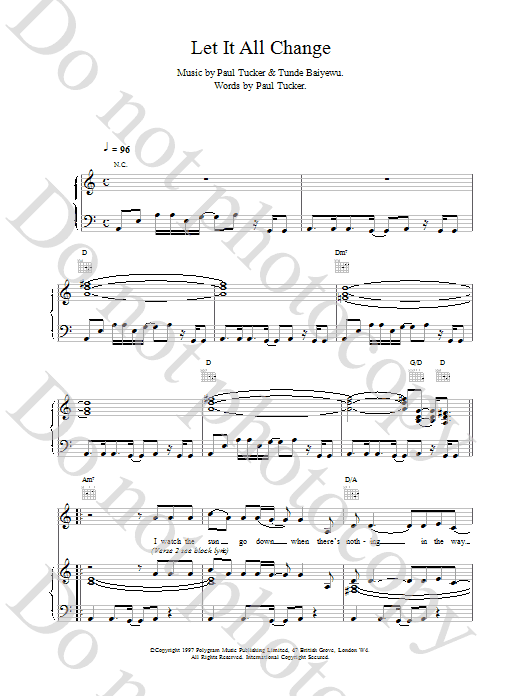 Lighthouse Family Let It All Change sheet music notes and chords arranged for Piano, Vocal & Guitar Chords