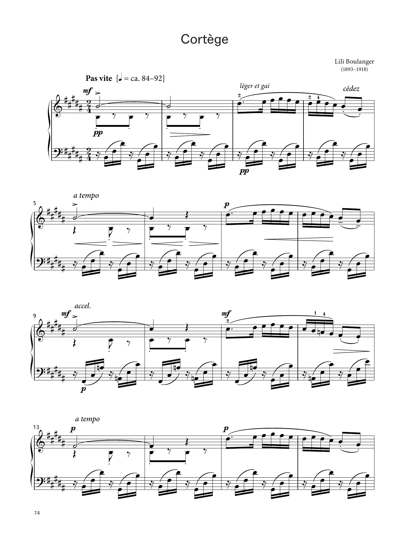 Lili Boulanger Cortège (LCME Piano 2018 Grade 8 List B) sheet music notes and chords arranged for Piano Solo