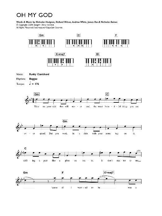 Lily Allen Oh My God sheet music notes and chords arranged for Piano Chords/Lyrics