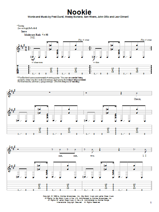 Limp Bizkit Nookie sheet music notes and chords arranged for Guitar Tab (Single Guitar)