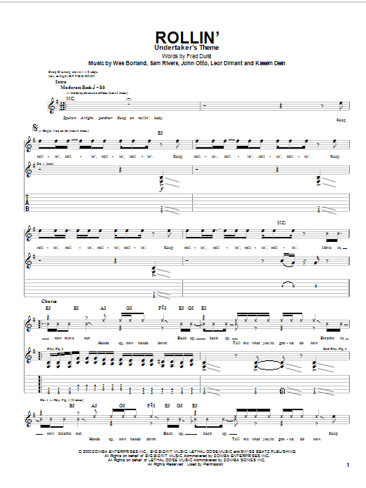Limp Bizkit Rollin' sheet music notes and chords arranged for Guitar Tab