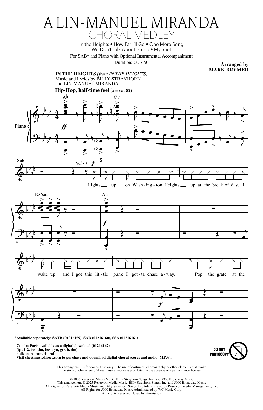 Lin-Manuel Miranda A Lin-Manuel Miranda Choral Medley (arr. Mark Brymer) sheet music notes and chords arranged for SSA Choir