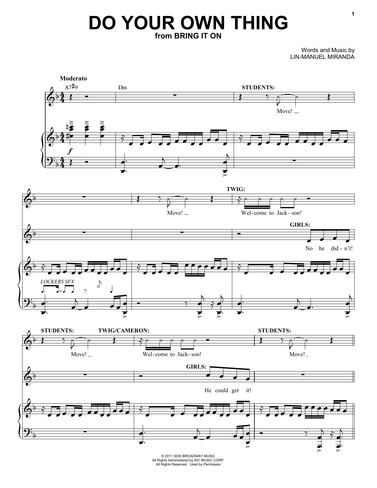 Lin-Manuel Miranda Do Your Own Thing (from Bring It On: The Musical) sheet music notes and chords arranged for Piano & Vocal