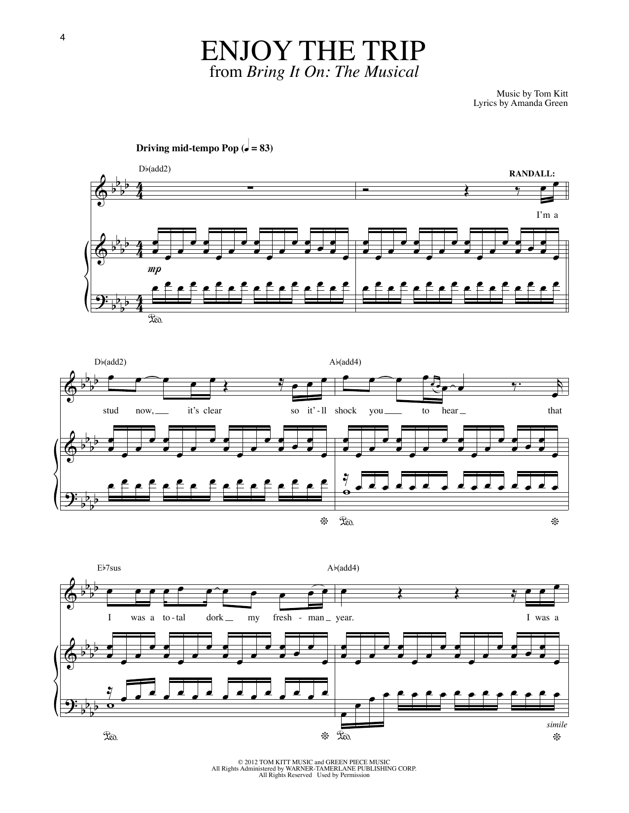 Lin-Manuel Miranda Enjoy The Trip (Solo Version) (from Bring It On: The Musical) sheet music notes and chords arranged for Piano & Vocal