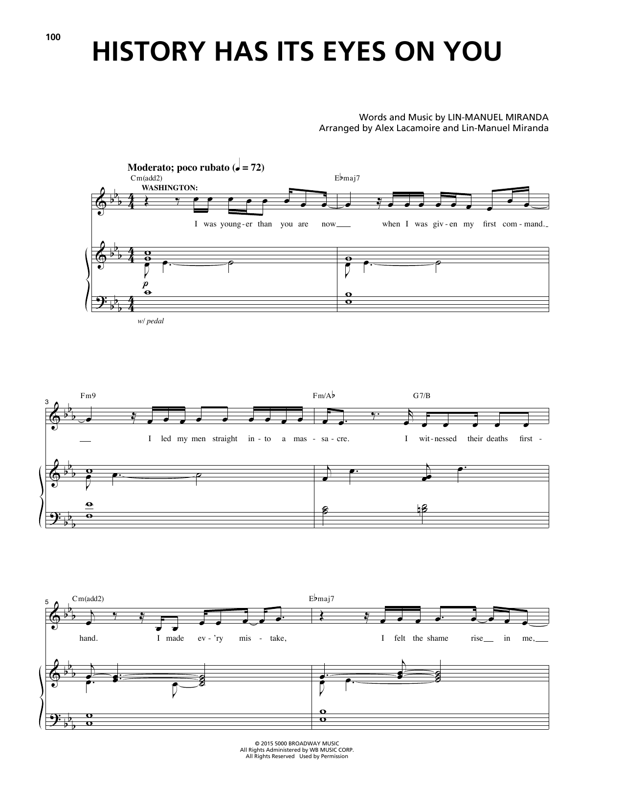 Lin-Manuel Miranda History Has Its Eyes On You (from Hamilton) sheet music notes and chords arranged for Piano & Vocal